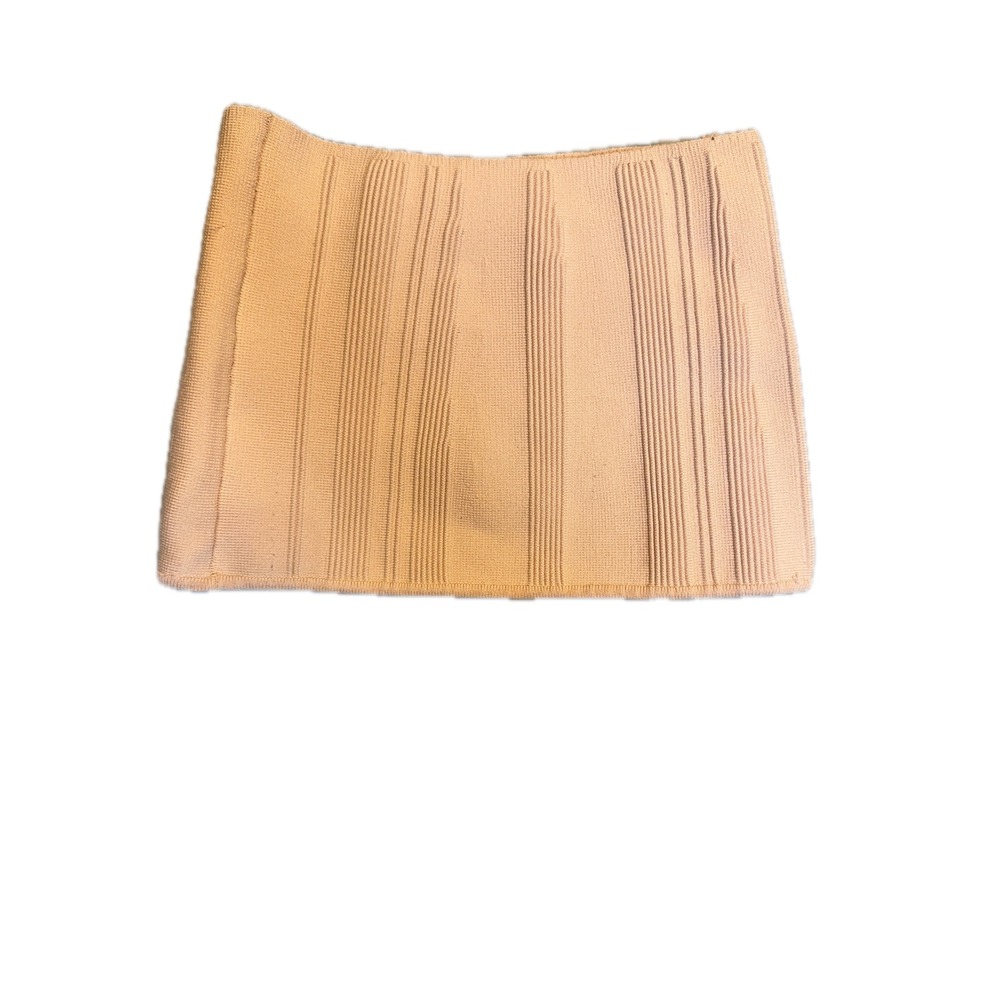 Babaton Ribbed Knit Mini‎ Skirt Fitted High Waist Pink Beige Small S